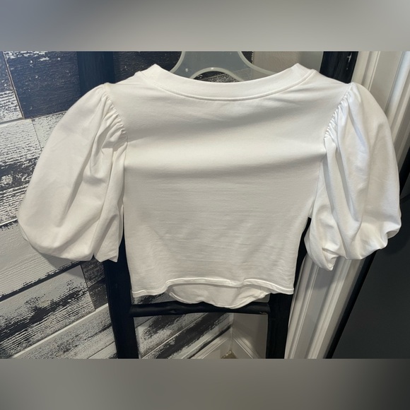 Express White Puffed Sleeve Corset Cropper Tee - Picture 6 of 9